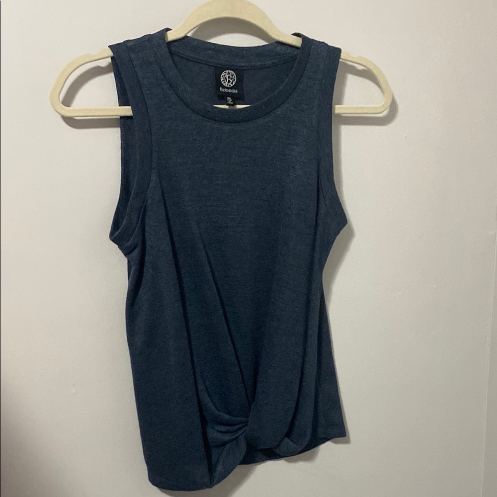 NWOT! Bobeau Blue Sleeveless Muscle Tee with Tie Front